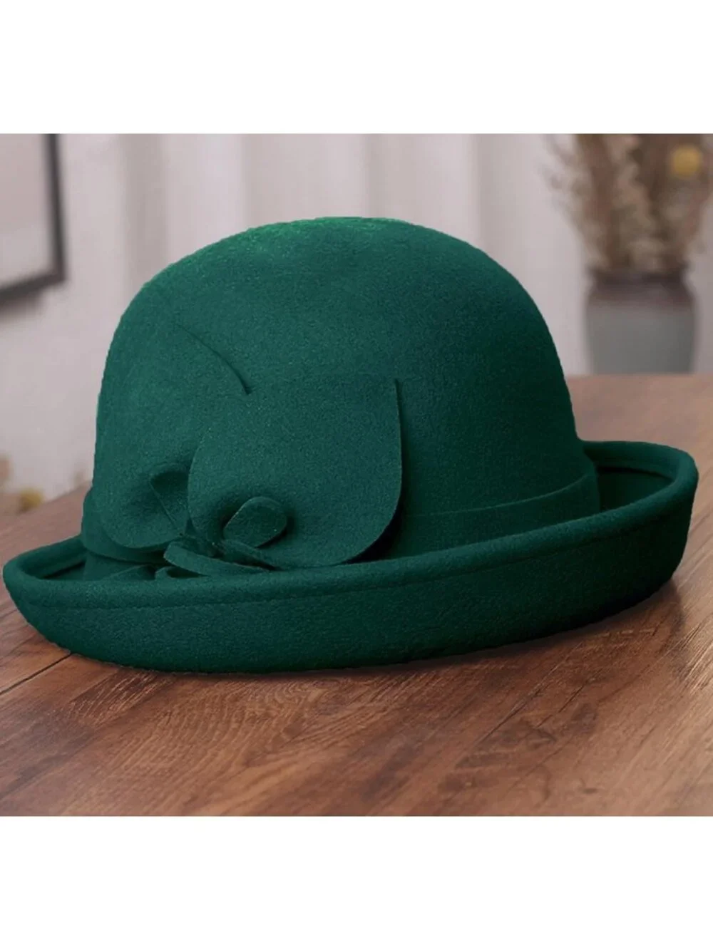 Vintage Wool Felt Bucket Hat with Flowers | Cloche Bowler for Weddings & Winter